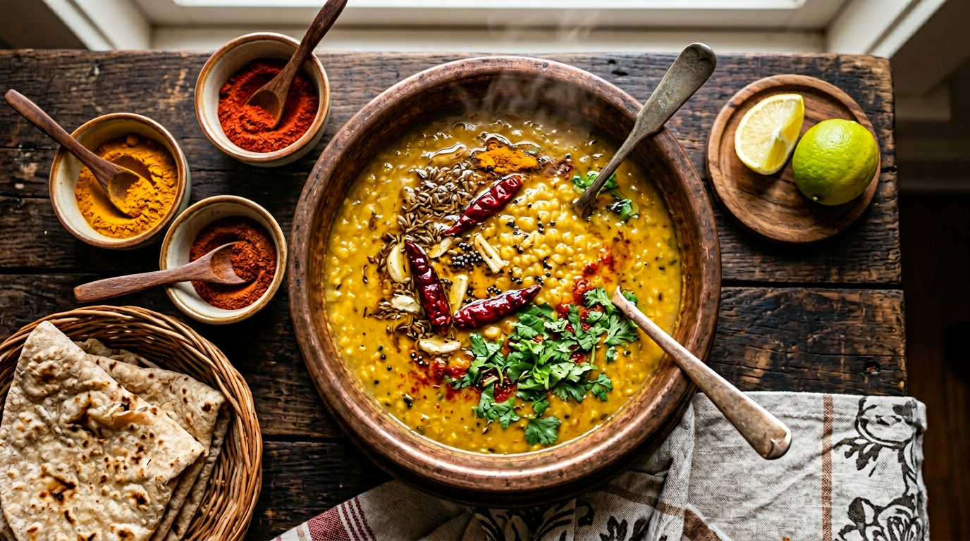 Classic Dal Tadka with golden tempering